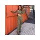  Fashion Printing Hollowed Out Women's Trouser Suit