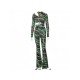  Fashion Printing Hollowed Out Women's Trouser Suit