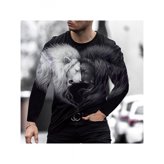  Casual Round Neck Cartoon Printing Men's T-shirt