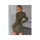 Stylish Solid Gigot Sleeve Long Sleeve Shirt Dress