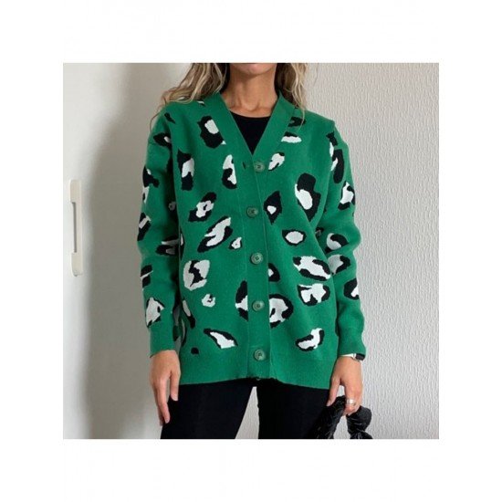  2022 V-neck Animal Print Women's Sweater