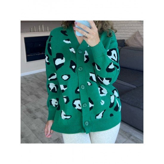  2022 V-neck Animal Print Women's Sweater