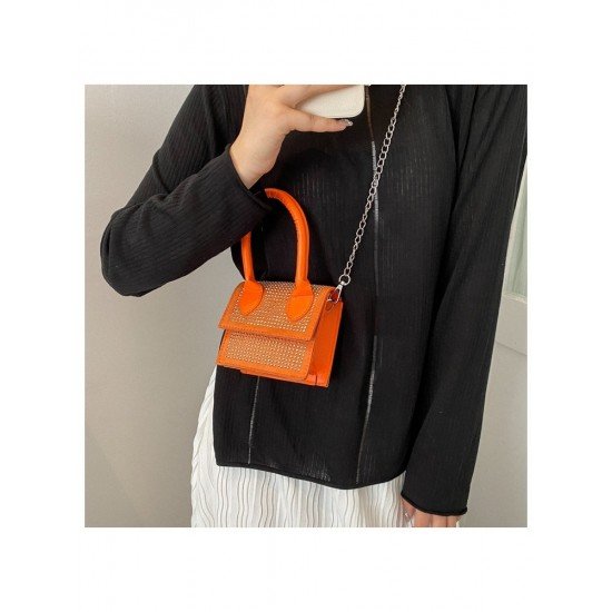  PU Hot Drilling Pure Color Cross Body Bag