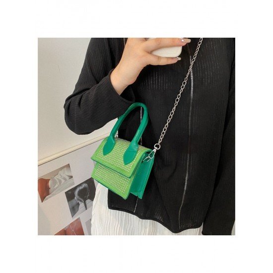  PU Hot Drilling Pure Color Cross Body Bag