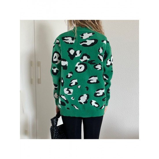  2022 V-neck Animal Print Women's Sweater