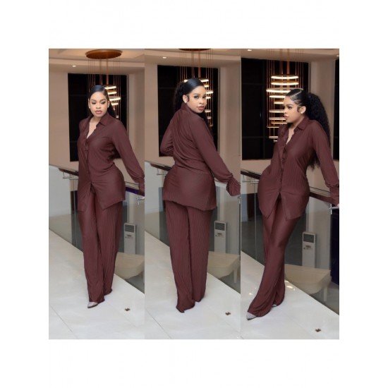  Casual Loose Pure Color Women's Trouser Suits