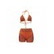  Sexy Halter Hollowed Out Solid 3-Piece Bikini Sets