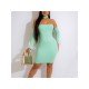 Off The Shoulder Solid Short Dresses With Choker