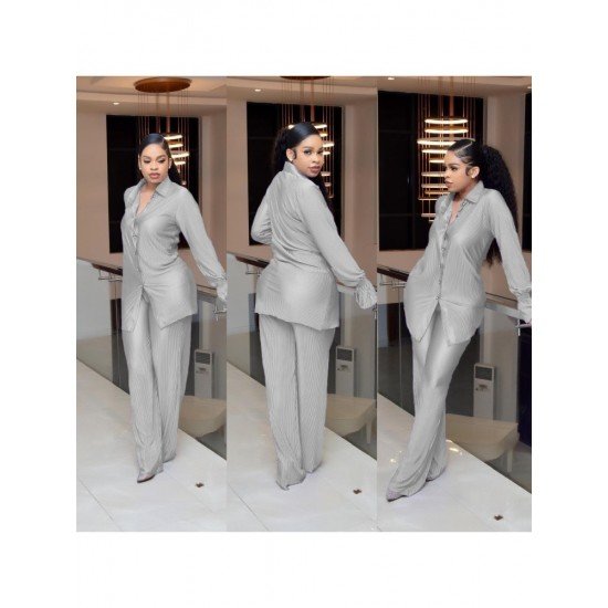  Casual Loose Pure Color Women's Trouser Suits