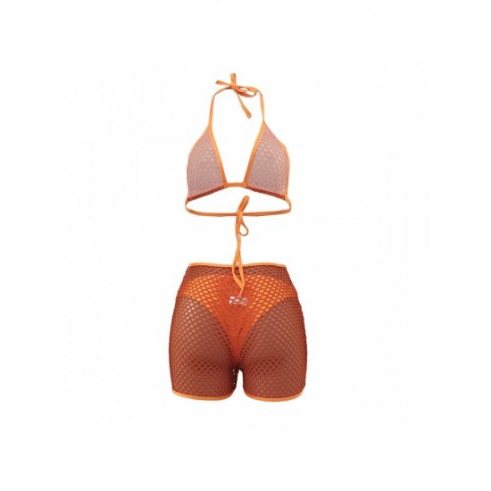  Sexy Halter Hollowed Out Solid 3-Piece Bikini Sets