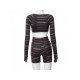  Fashion Printing Crop Top And Shorts Women's Suits