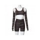  Fashion Printing Crop Top And Shorts Women's Suits