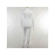 Skinny White Long Sleeve Half Zip Jumpsuits