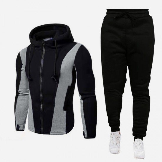 Contrast Color Sports Tracksuit Long Suits For Men