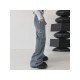 Stylish Wide Leg Blue Low Rise Cargo Jeans