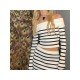  Striped Off The Shoulder Long Sleeve Cropped Tops