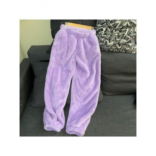  Casual Pure Color Plush Women's Long Pants