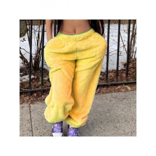  Casual Pure Color Plush Women's Long Pants