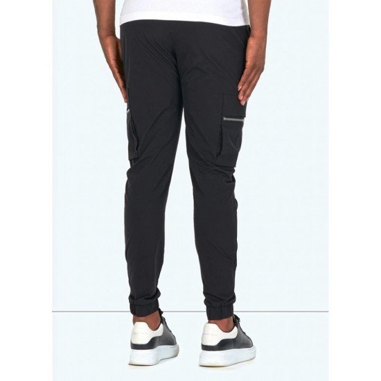 Casual Black Zip Pocket Pencil Pants For Men