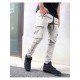 Casual Black Zip Pocket Pencil Pants For Men