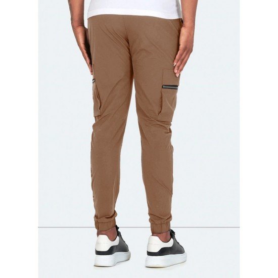 Casual Black Zip Pocket Pencil Pants For Men