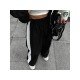 Black Contrast Color Straight Leg Trousers For Women