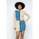  Contrast Color Zipper Top And Skirt Women's Suits