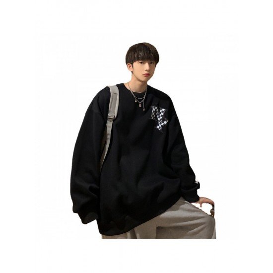  Men's Fashion Loose Printing Long Sleeve Sweatshirts