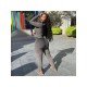  Pure Color Long Sleeve Women's Trouser Two-Piece Set