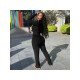  Pure Color Long Sleeve Women's Trouser Two-Piece Set