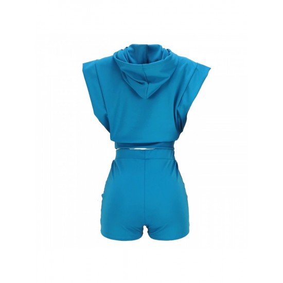 Hooded Collar Loose 2 Piece Short Sets