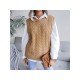 Sleeveless Pure Color Women Sweater Vest