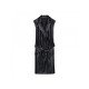 Women Black PU Leather Sleeveless Dresses