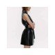 Women Black PU Leather Sleeveless Dresses