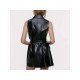 Women Black PU Leather Sleeveless Dresses