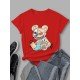 Skull Crazy Bear Graphic T Shirts For Women