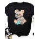 Skull Crazy Bear Graphic T Shirts For Women