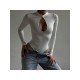 Stand Collar White Cut Out Long Sleeve Bodysuits