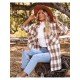 Spring Plaid Pockets Long Sleeve Long Coats