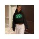  American Retro Letter Printing Hooded Crop Sweater