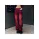  American Retro Red High Waist Denim Jeans