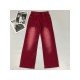  American Retro Red High Waist Denim Jeans