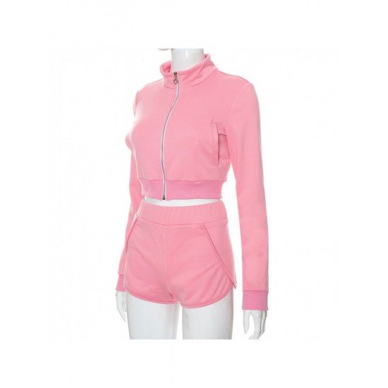  Autumn New Solid Color Zipper Long Sleeve Sports Suit