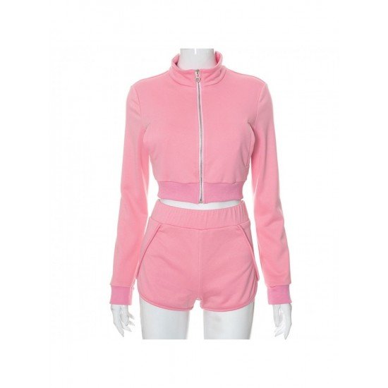  Autumn New Solid Color Zipper Long Sleeve Sports Suit