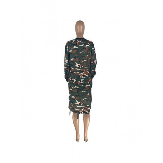 Casual Camouflage Long Sleeve Fall Dresses