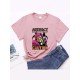 Casual Short Sleeve Graphic T Shirts For Women