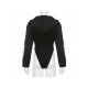 Patchwork Hooded Collar Long Sleeve Black Bodysuits