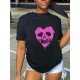 Skull Heart Graphic Summer Black T Shirts