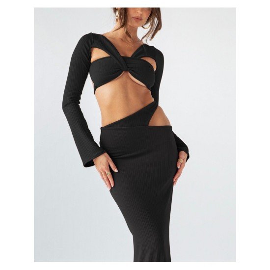 Sexy Matching Maxi Skirt And Crop Top Sets