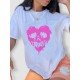 Skull Heart Graphic Summer Black T Shirts